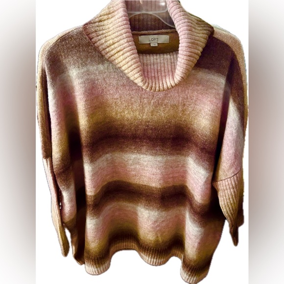 LOFT Striped Ombre Cowl Neck Oversized Dolman Sweater Size L - Picture 4 of 6